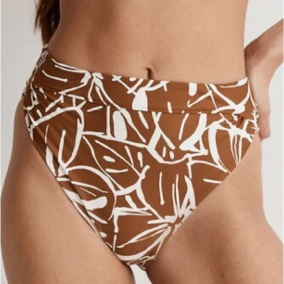 Madewell High-Rise Crossover Bikini Bottom in Abstract Flora Size XXS - Picture 1 of 4